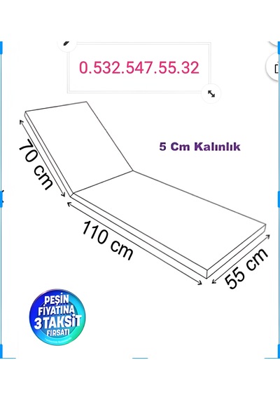 Werty Home Antrasit Su Geçirmez Şezlong Minderi 180 55 5 Cm Krem