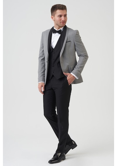 White Stone Philadelphia D2405 Slim Fit 6 Drop Likralı Damatlık Takım Elbise A.Gri - A.Gri Açık Gri