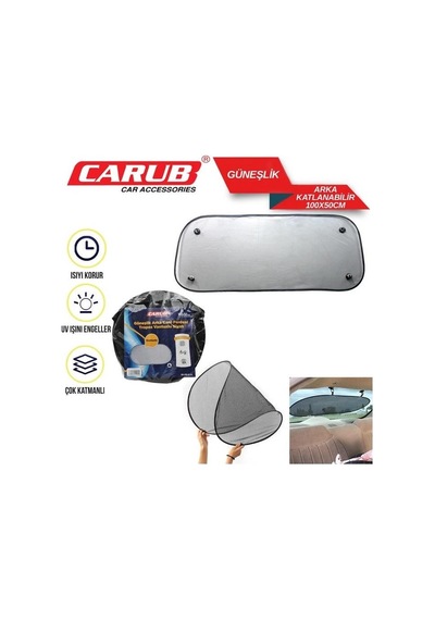 Carub Güneşlik Perde Arka Oval Vantuzlu 100x50