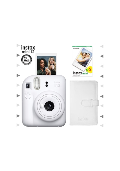 Fujifilm Instax Mini 12 Fotoğraf Makinesi + 20'li Film + Laporta Albüm Seti Beyaz