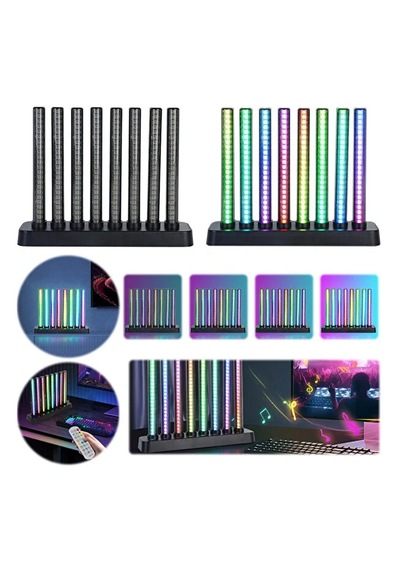 Sese Duyarlı Rgb Ambiyans Çubuğu Kumandalı Müzik Ritmik Ekolayzer Masaüstü Aydınlatma Siyah