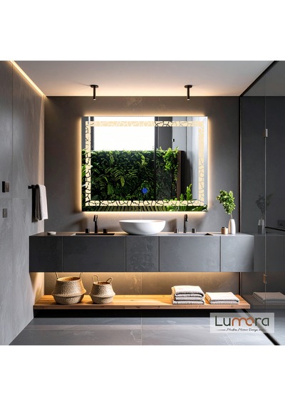 Gleamira Günışığı Lazer Kumlamalı Lavabo & Banyo Aynası Dokunmatik Sensörlü 80 X 60