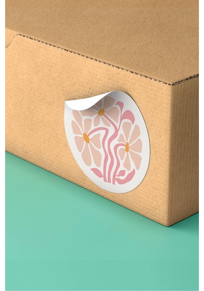 Retro Çiçek Desenli Kargo Paketleme Sticker 3x3cm St2109 Çok Renkli
