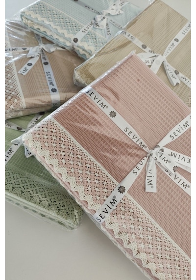 Tek Kişilik Kopanaki Dantelli Waffle Pike-160x230 Cm Gulkurusu Gül Kurusu