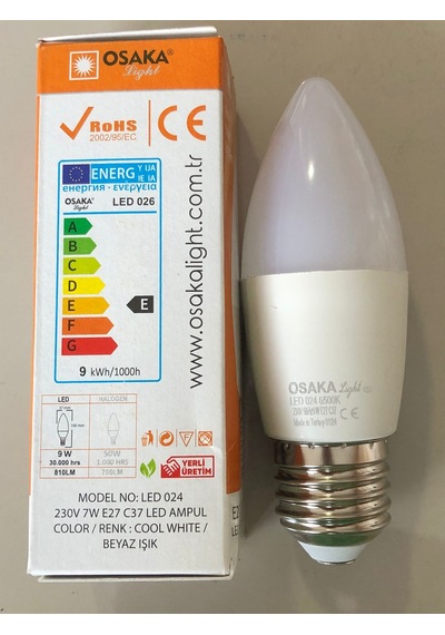 10 Adet Osaka E 27 Led Buji 9w 50w 810 Lümen 6500 Kelvin Beyaz