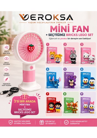 Pembe Mini Fan + Seçtiğiniz Bricks Set
