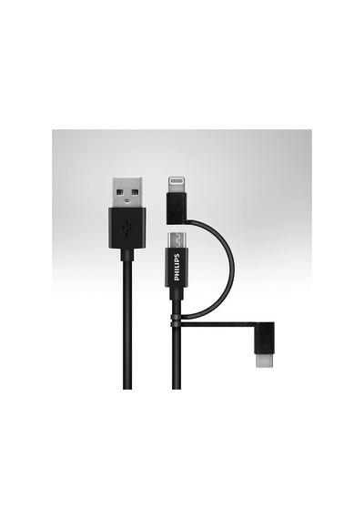 Philips DLC3104T 3in1 Micro USB - Lightining - Type-C Şarj Kablosu 1.2 M
