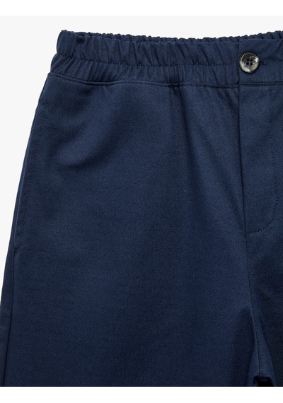 Koton Beli Lastikli Pamuklu Balon Form Oversize Pantolon Lacivert 7wkb40032tw
