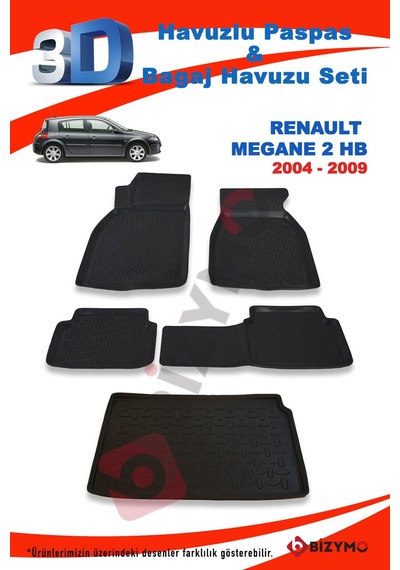 Renault Megane 2 Hb 2004-2009 Paspas Ve Bagaj Havuzu Seti Siyah