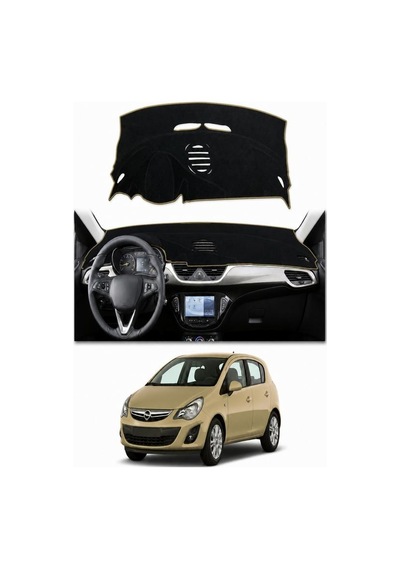 Opel - Corsa E 2014-2019 Uyumlu Torpido Koruma Kılıfı - Taba Şeritli