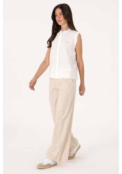 U.S. Polo Assn. Kadın Taş Çizgili Loose Fit Kanvas Pantolon 50300265-VR049