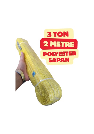 Klc 3 Ton 2 Metre Sarı Renk Sapan Polyester Spanzet Sağlam Yük Kaldırma Taşıma İndirme Halat 3t2m