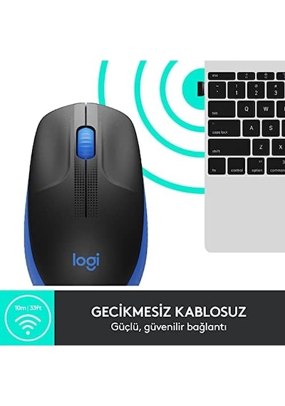 M191 Büyük Boy Kablosuz Mouse - Mavi