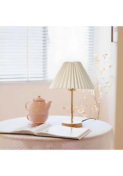 Homing Lotus Ahşap Taban Abajur 241938 Krem