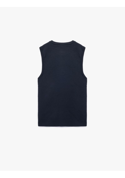 Koton Regular Fit Bisiklet Yaka Kolsuz Triko Bluz Lacivert 6wak30003ht Lacivert