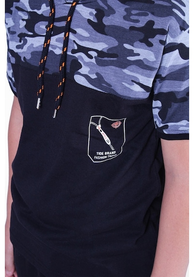 Fyk Kids Kamuflaj Desenli Kaprili, Sweatshirt Lü Erkek Çocuk Alt Üst Takım Gri