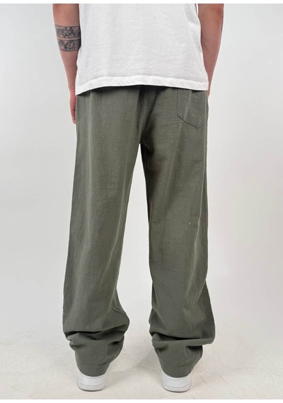 Zaee Keten Baggy Pantolon Haki Yeşil