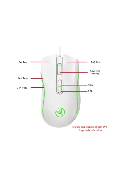 A869 Kablolu Rgb Oyuncu Mouse 6400 Dpı 7 Tuşlu Diğer