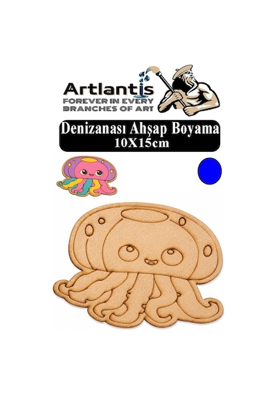 Ahşap Boyama Deniz Canlıları 1 Adet 10x15cm Boyama Figürü Etkinlik Çoçuk Gelişim Motor Beceri Kreş Anasınıfı Mavi