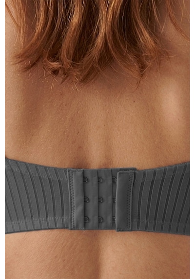 Cottonill Seamless Bra - Striva Siyah Mikro Çizgi Desenli Balenli Kadın Sütyen -
