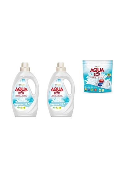 Aquabor Doğal Mineralli Sıvı Beyaz + Sıvı Beyaz + Tablet Set 0.75 LT - 2.5 LT - 12 KG