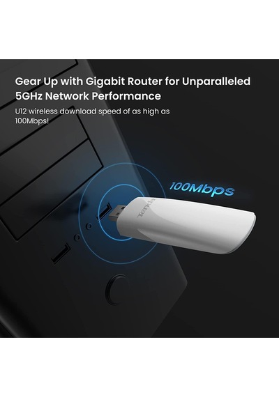U12 U12 400-867 Mbps Dual-bant Kablosuz Ac 1300 Mbps Usb Adaptör, Beyaz