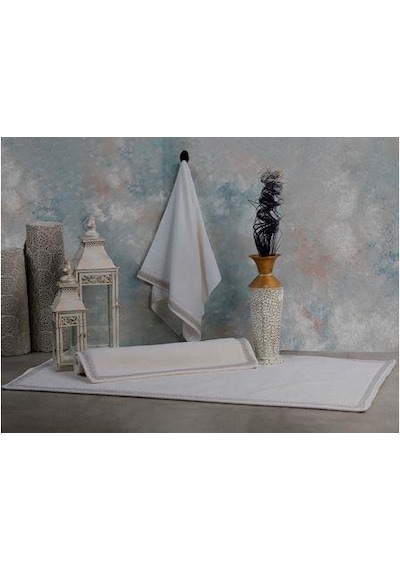 Leydi Home Buse Krem Banyo Paspası 3 Parça krem