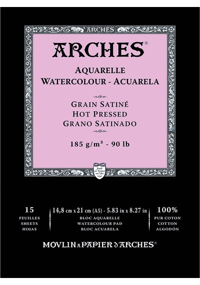 Arches Suluboya Defteri Blok Sıcak Baskı 185 G 15x21 Cm. 15 Yp
