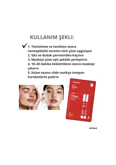 Medipeel Red Lacto Collagen 3000 Shot Serum 2 Step Mask 1,5 G + 25 Ml 5 Adet Kolajen Ve Mikro İğneler Maske