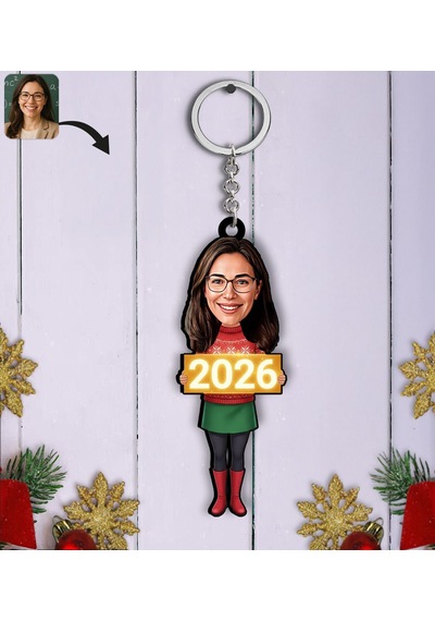Bk Gift Kişiye Özel Kadın Yılbaşı Karikatürlü Ahşap Anahtarlık -13, Yeni Yıl Hediyesi, Yılbaşı Hediyesi Kobitmeyencom35831 Bk Gift