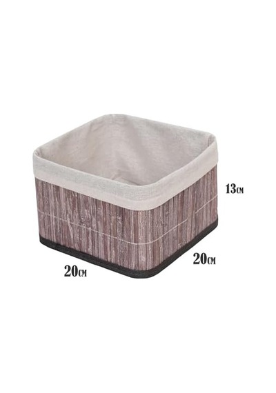 Bambu Çok Amaçlı Saklama Kutusu Düzenleyici Kare Organizer, Dekoratif Bambu Düzenleyici Gri 20x20x13cm 10