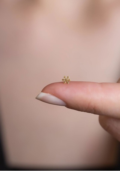 14 Ayar Altın Kar Tanesi Geçmeli Hızma Sarı