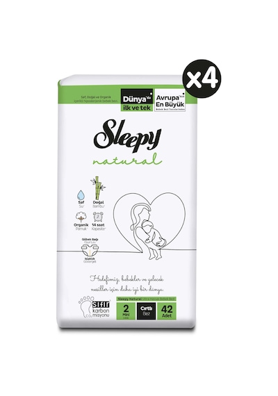 Sleepy Natural Bebek Bezi 2 Numara Mini Aylık Paket 168 Adet 4'lü