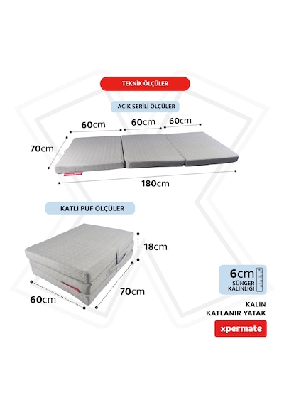 Xpermate Katlanır Yatak Yer Yatağı Misafir Yatağı
