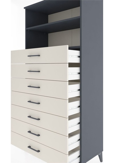 Hyperion Dolap 2 Raflı 7 Çekmeceli 88x44x182 Antrasit-aytaşı Antrasit