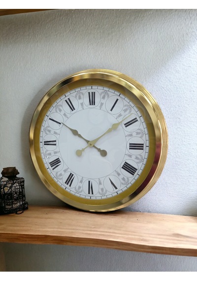 Gold Metal Çerçeveli Salon Otel Ofis Duvar Saati Çap 60 Cm Altın