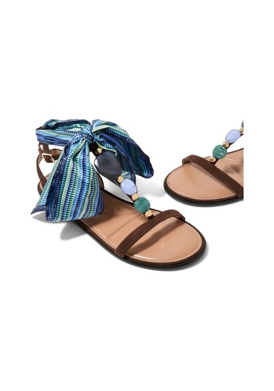 Kurt Geiger Carvela Sorrento Gem Taşlı Süet Kadın Düz Sandalet Çok Renkli
