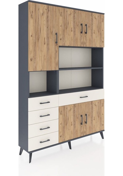 Arges Dolap 9 Raflı 5 Çekmeceli 5 Kapaklı 132x30x195 Antrasit... Antrasit