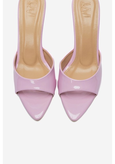 Luvi Shoes Tıera Pembe Rugan Kadın İnce Topuklu Terlik
