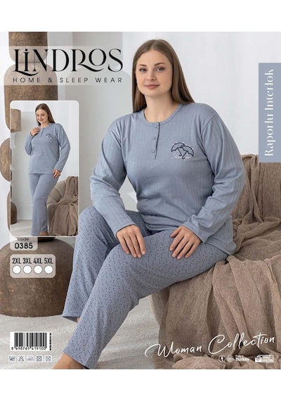 Boyraz Lindros Kadın Düğme Yaka Raporlu İnterlok Kışlık Battal Pijama Takımı 0385 - 1 Adet Mavi Boyraz Lindros Kadın Düğme Yaka Raporlu İnterlok Kışlık Battal Pijama Takımı 0385 - 1 Adet Mavi