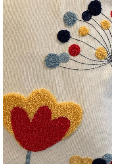 Dide Lüx Nakışlı Keten Kırlent Kılıfı 45x45 Cm Çok Renkli