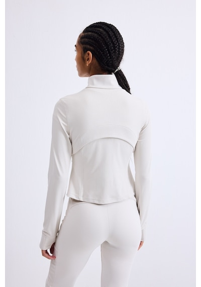 Defacto Slim Fit Dik Yaka Fermuarlı Dikiş Detaylı Spor Basic Hırka H5211ax26aubg721 Bej-bg721