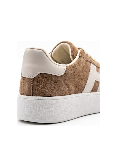 V.S.H Velvet Kadın Yüksek Tabanlı Sneaker Leopar Desen Spor Ayakkabı Terra-2519 Vizon