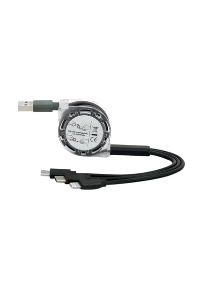 0260 Usb To Type-c Micro Usb Lightning Çoklu Şarj Kablosu Makaralı 3'ü 1 Arada