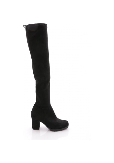 Dgn 5400-22k Kadin Strech Detayli Fermuarli Knee High Topuklu Çizme Siyah Süet