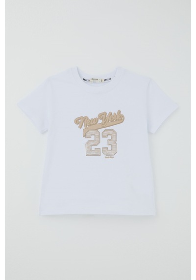 Breeze Erkek Çocuk Şortlu Takım Yazı Baskılı Şortu Çizgili 1.5-5 Yaş , Beyaz