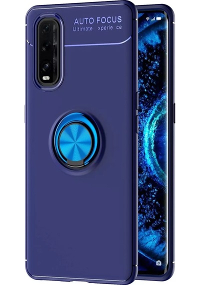Newface Oppo Find X2 Kılıf Range Yüzüklü Silikon - Mavi