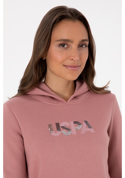 U.S. Polo Assn. Kadın Gül Kurusu Kapüşonlu Basic Sweatshirt 50307711-VR221