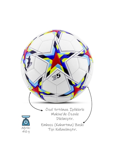 Uefa Şampiyonlar Ligi Futbol Topu 4 Astarlı No:5 480 Gr + Pompa Hediyeli X500 Çok Renkli Uefa Şampiyonlar Ligi Futbol Topu 4 Astarlı No:5 480 Gr + Pompa Hediyeli X500 Çok Renkli