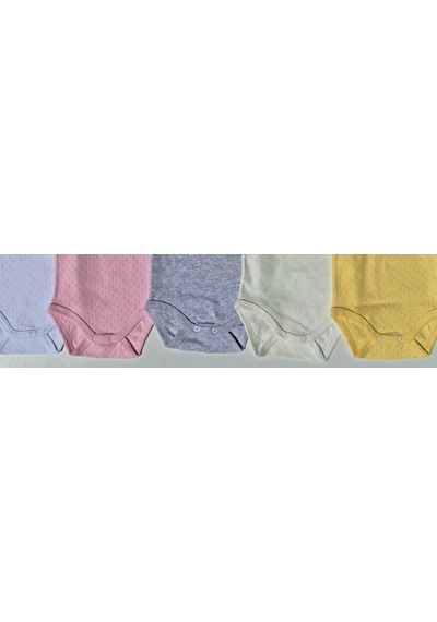 Özdemirli Bebe Özdemirlitekstil Jakarlı Klimalı Askılı Çıtçıtlı Badi (5 Li Paket) Beyaz
